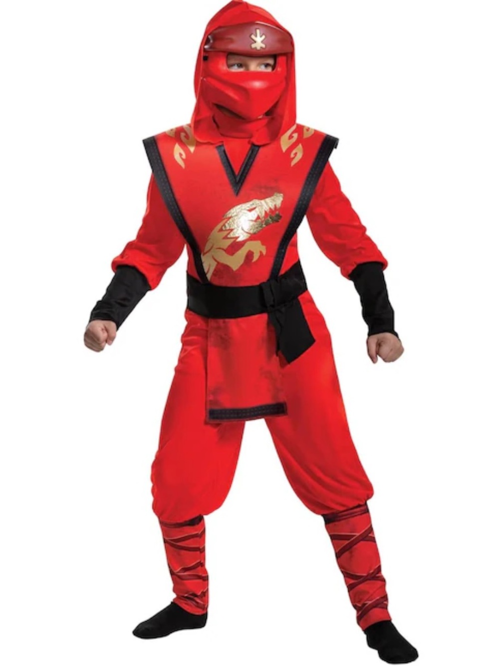 Lego Red Ninja Dragon Kids Costume with Black Accents Ninjago Kai